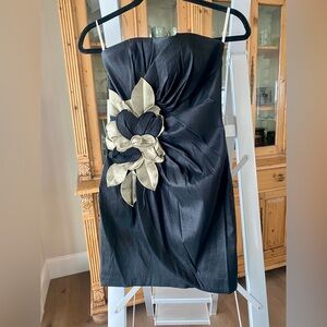 VTG Jessica McClintock strapless mini dress, black & metallic SZ 4 (fits like 0)